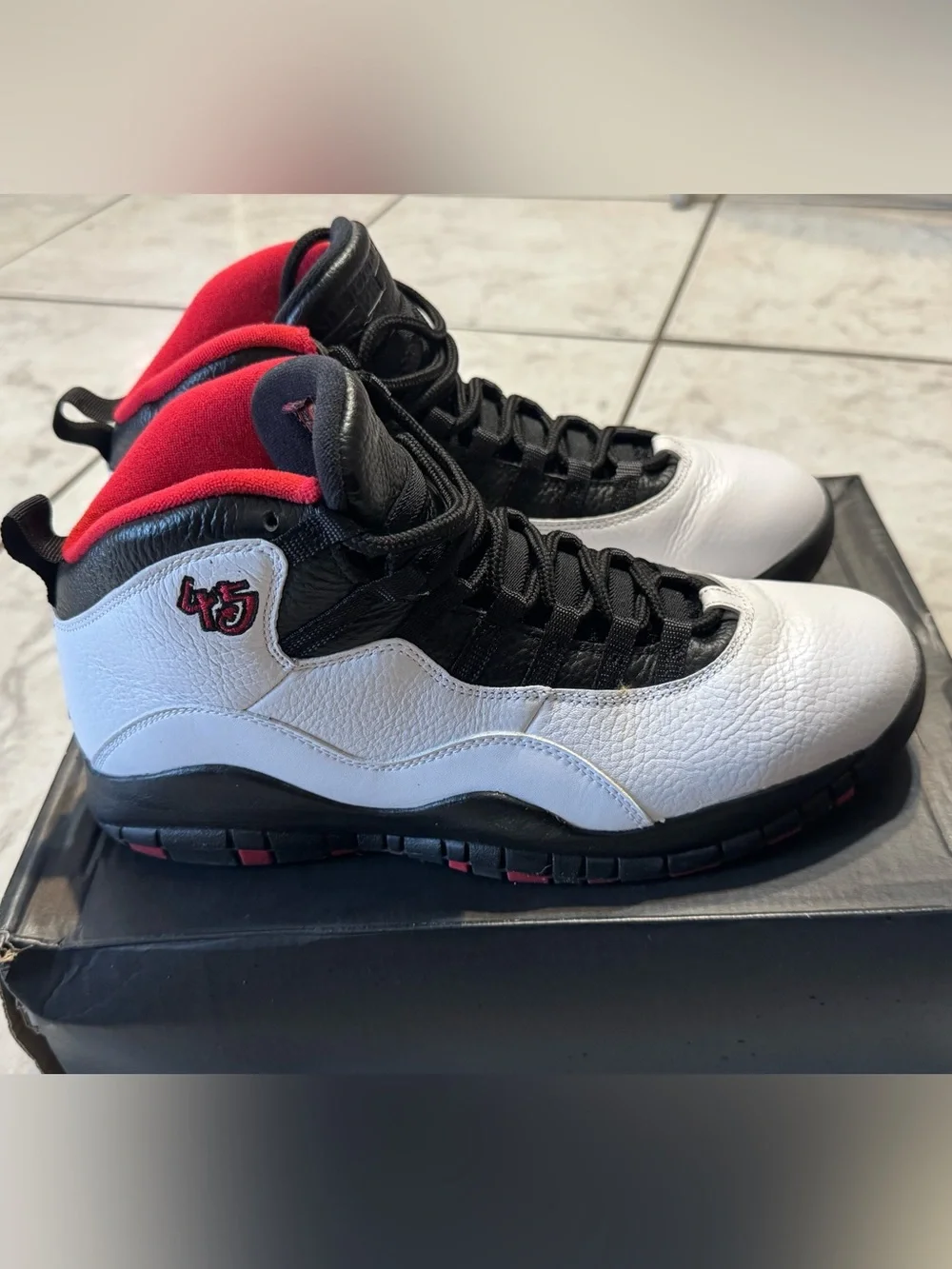 Jordan Retro 10 Men's White Black and Red High-Top Sneakers